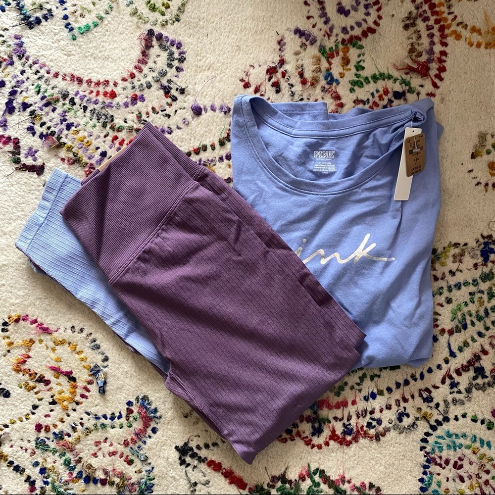 PINK Yoga Pants and Tshirt size 7/8 or large